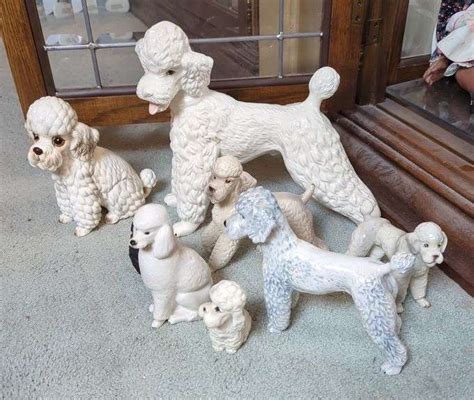 Porcelain And Ceramic Poodle Figurines Including Brands Lefton And ...