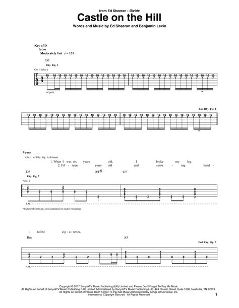 Castle On The Hill by Ed Sheeran - Guitar Rhythm Tab - Guitar Instructor