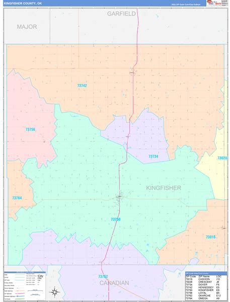 Kingfisher County, OK Wall Map Color Cast Style by MarketMAPS - MapSales