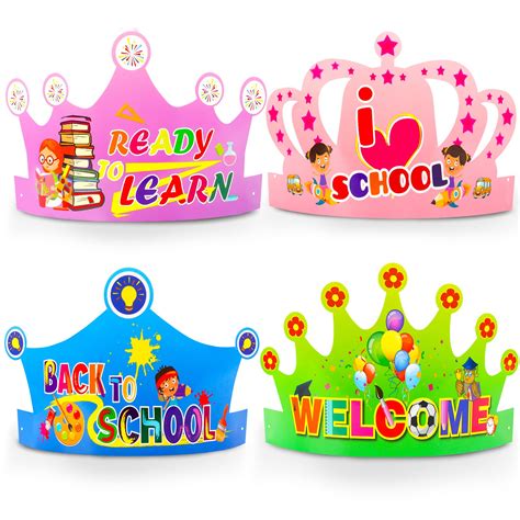 Buy WooEver 24 Pieces Welcome Back to School Paper Crown Ready to Learn ...