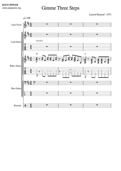 Lynyrd Skynyrd-Gimme Three Steps Sheet Music pdf, - Free Score Download ★