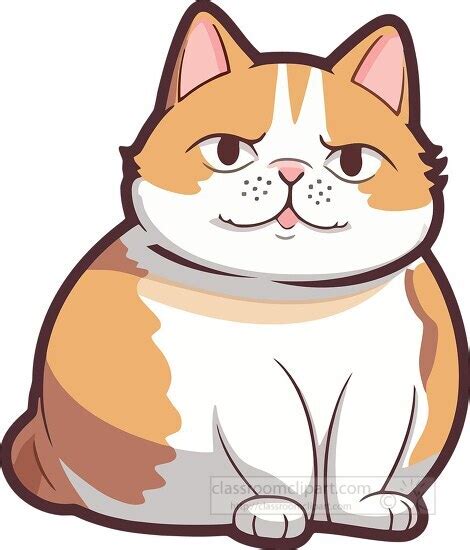 Cat Clipart-fat yellow white tabby cat