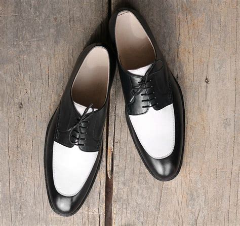 Handmade Men's Two Tone Black & White Leather Oxford Shoes Men's ...