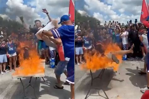 Bills fans set table on fire in wild tailgate video