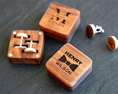 Groomsmen Gift Cufflinks Personalized Wooden Cufflinks | Etsy