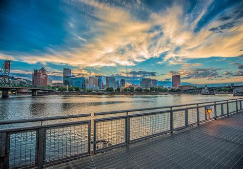 Epic sky Portland waterfront sunset Photograph by Robert Smith - Pixels