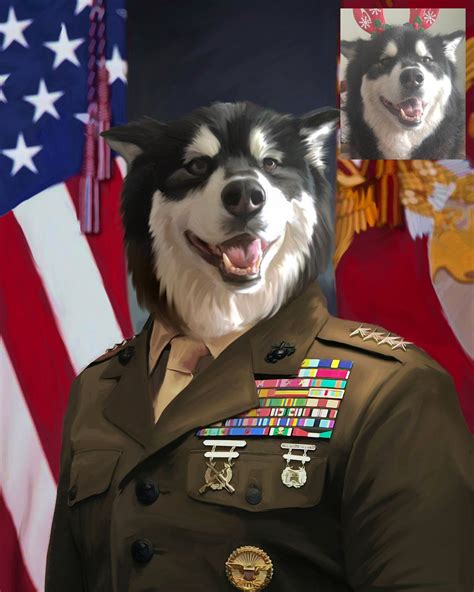 Dog Portrait USA General Military Custom Pet Regal Portrait. - Etsy