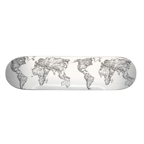 Earth drawing continents skateboard decks | Zazzle