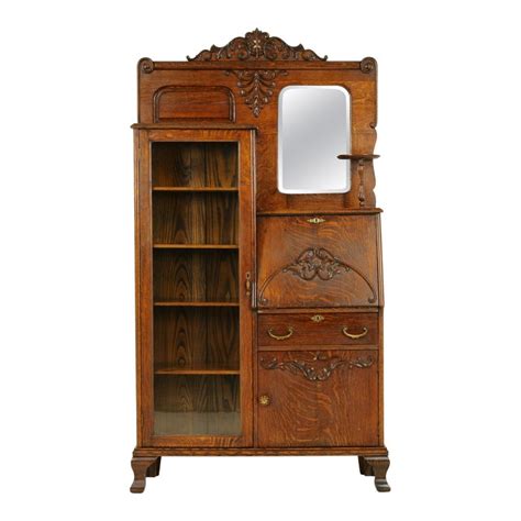 Side By Side Antique Secretary Desk Bookcase - Antique Poster