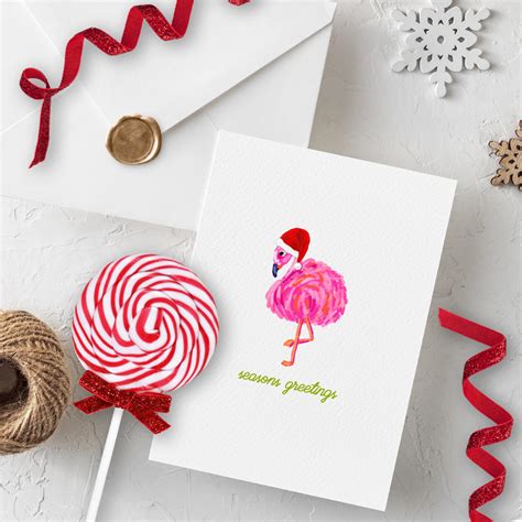 Santa Flamingo Printable Christmas Card - Pineapple Paper Co.