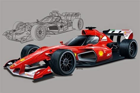 Rendering of a closed cockpit Ferrari F1 at