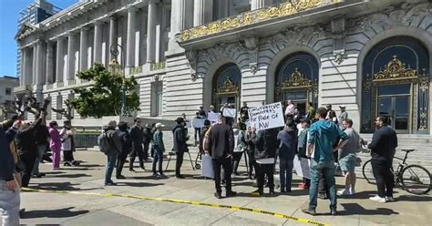 Demonstrators at San Francisco City Hall demand action on street crime ...