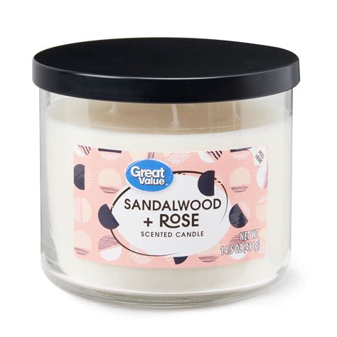 Great Value Sandalwood & Rose Scented Candle, 14.5 oz - Walmart.com