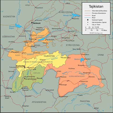 Tajikistan Map and Satellite Image