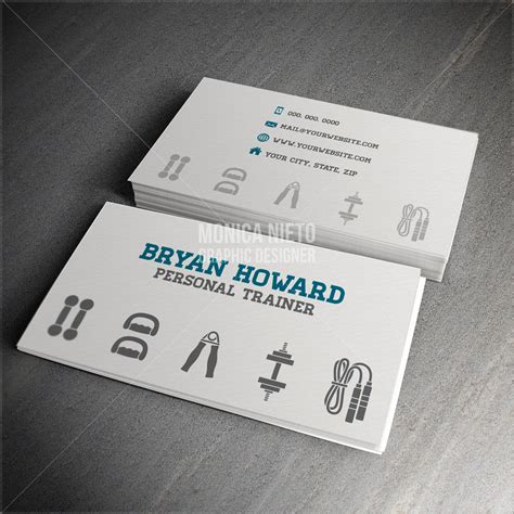 Custom Printable Personal Trainer Business Card Template/ Fitness Coach Business Cards/ Fitness ...