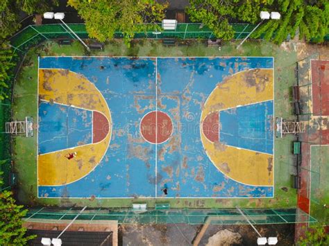 Aerial View of Basketball Court with Players in Public Park in Bangkok. Stock Photo - Image of ...