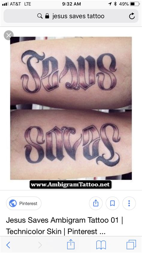 Pin by Kelley McPherson on tattoos | Saved tattoo, Ambigram tattoo, Jesus saves tattoo