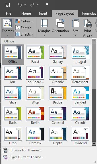 Applying Themes in Word, Excel, and PowerPoint 2016 for Windows