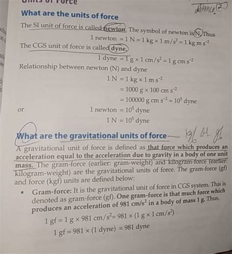 What are the units of force destance (2) The SI unit of force is called r..