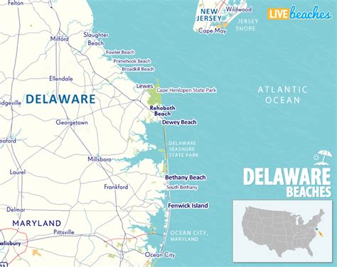 Map of Beaches in Delaware - Live Beaches