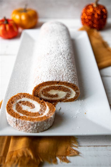 Pumpkin Roll With Cream Cheese Frosting - Modern Crumb