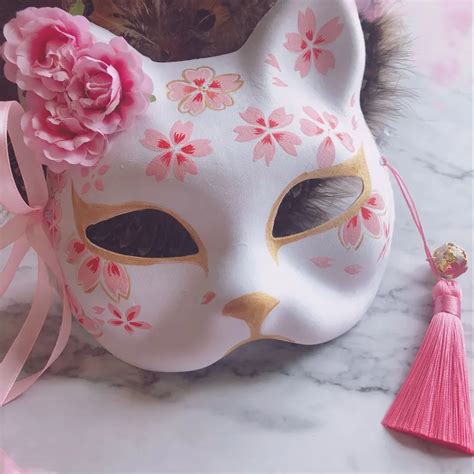 New Japanese Fox Mask Hand painted Cat Natsume's Book of Friends Pulp Fox Half Face Mask ...