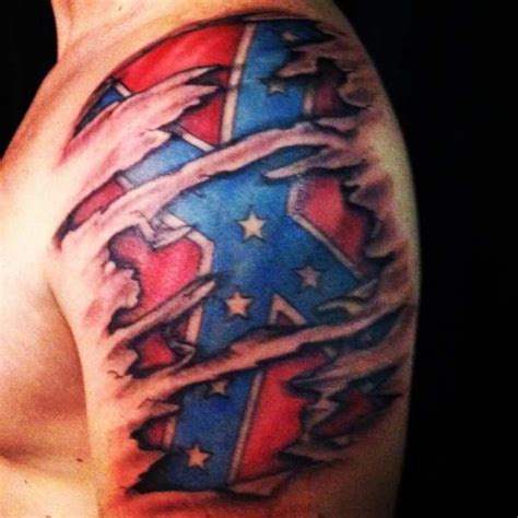 Confederate Flag Tear Tattoo