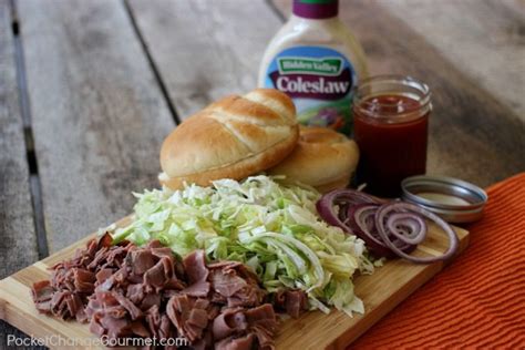 Chopped Barbecue Beef Sandwich with Creamy Coleslaw Dressing Recipe | Pocket Change Gourmet