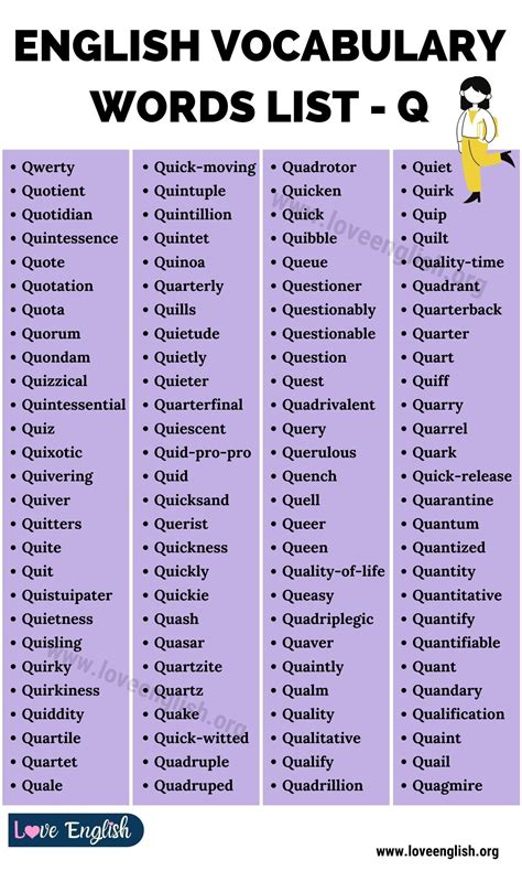 Words that Start with Q: 150 Powerful Words Beginning with Q in English ...