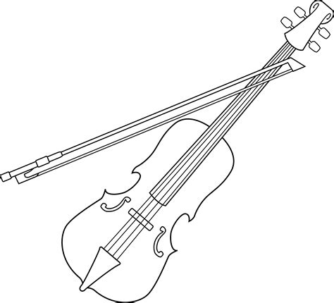 Colorable Violin Design - Free Clip Art