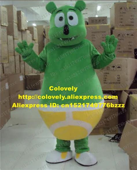 Funny Green Gummy Bear Mascot Costume Mascotte Gummibar Adult With Big Eyes Small Black Nose ...