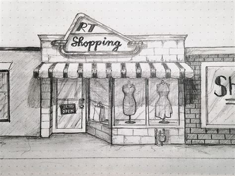 Shopping Sketch | Sketches, Shop front design, Drawing artwork