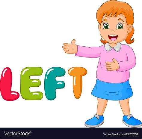 Cartoon little girl pointing to his left Vector Image