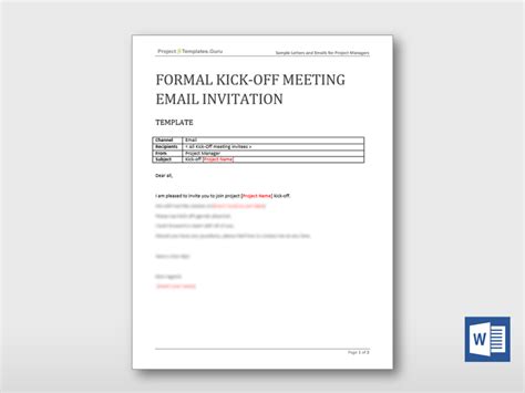 Formal Kick-Off Meeting Email Invitation