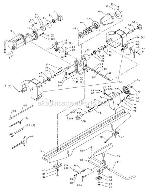 Delta 46-701 Parts List and Diagram - Type 1 | Delta wood lathe, Delta power tools, Wood lathe