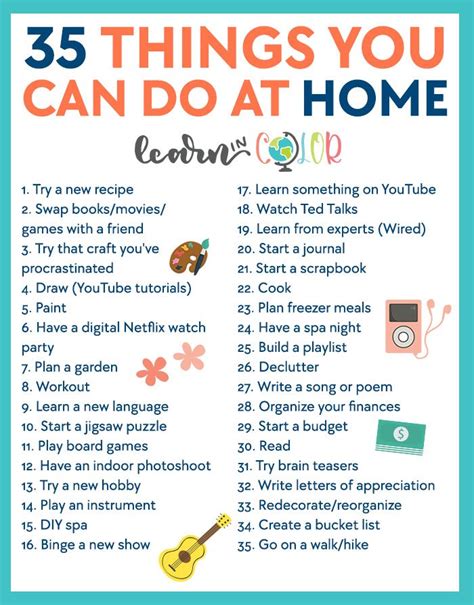 35 Activities You Can Do From Home - Learn in Color