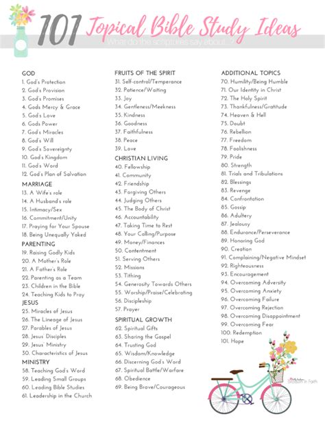 101 Topical bible study ideas. Perfect for women's bible study classes, small groups or ...