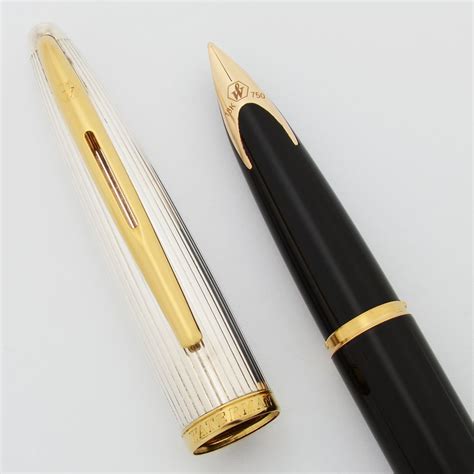 Waterman Carene Deluxe Fountain Pen - Black Body, Silver Cap, 18k ...