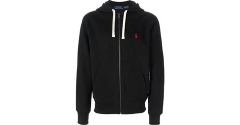 Polo Ralph Lauren Zip Up Hoodie in Black for Men | Lyst