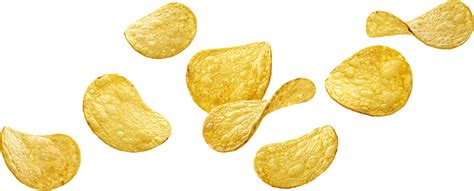 Falling natural potato chips isolated with clipping path 10834014 PNG