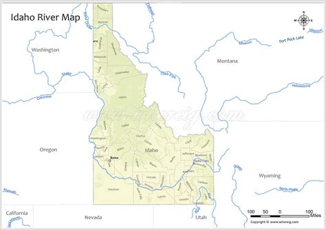 Idaho River Map, Rivers & Lakes in Idaho (PDF) - Whereig.com