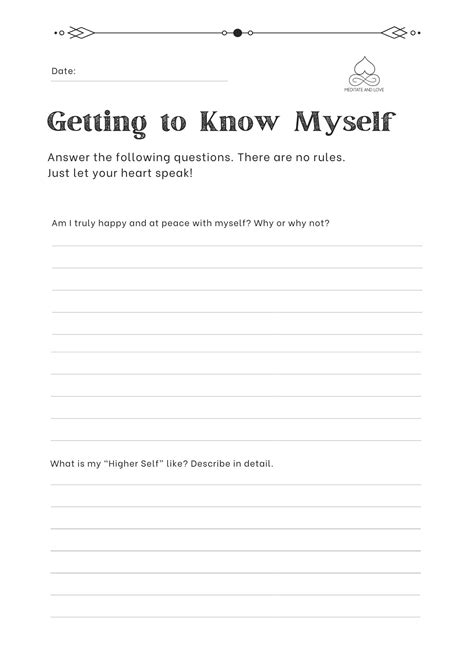 Getting to Know Myself | Self care worksheets, Self esteem worksheets ...