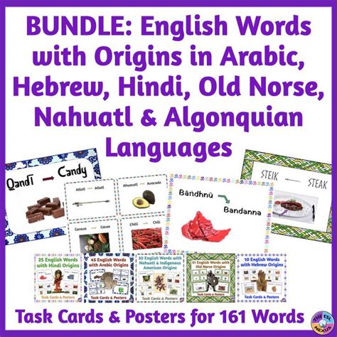 Teach your students 161 English words that come from Arabic, Hebrew, Hindi, Nahuatl & Algonquian ...