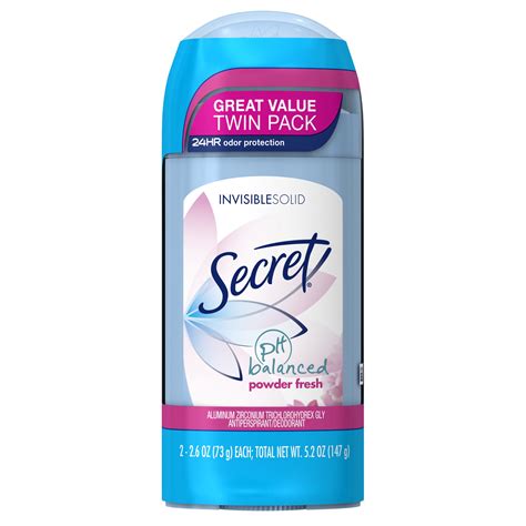 Secret Invisible Solid Antiperspirant Deodorant Powder Fresh, 2.6 oz, 2 ...