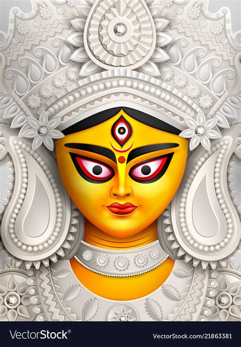 Goddess durga face in happy puja subh Royalty Free Vector