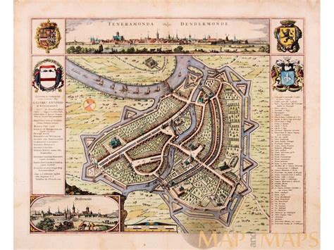 Dendermonde Belgium Teneramonda vulgo Old map Sanderius | Mapandmaps