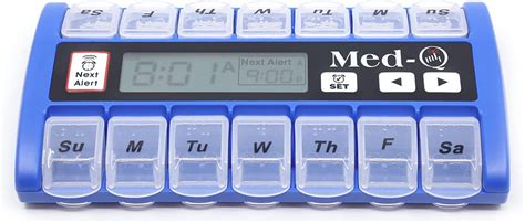 MED-Q Digital Pill Box Organizer, 2 Beep Reminder, LED Alert, Blue - Walmart.com