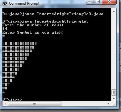 Java inverted right triangle star pattern|pattern program - Code for Java c