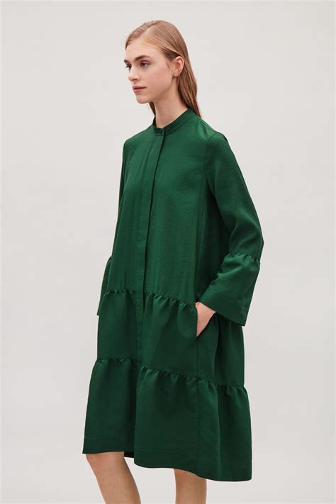 Cos Shirt Dress With Gathered Detail - Green 10 | Dresses, Womens ...