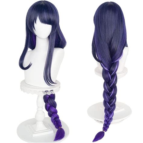 SL Raiden Shogun Cosplay Wig, Purple Braided Wig Anime Ponytail ...